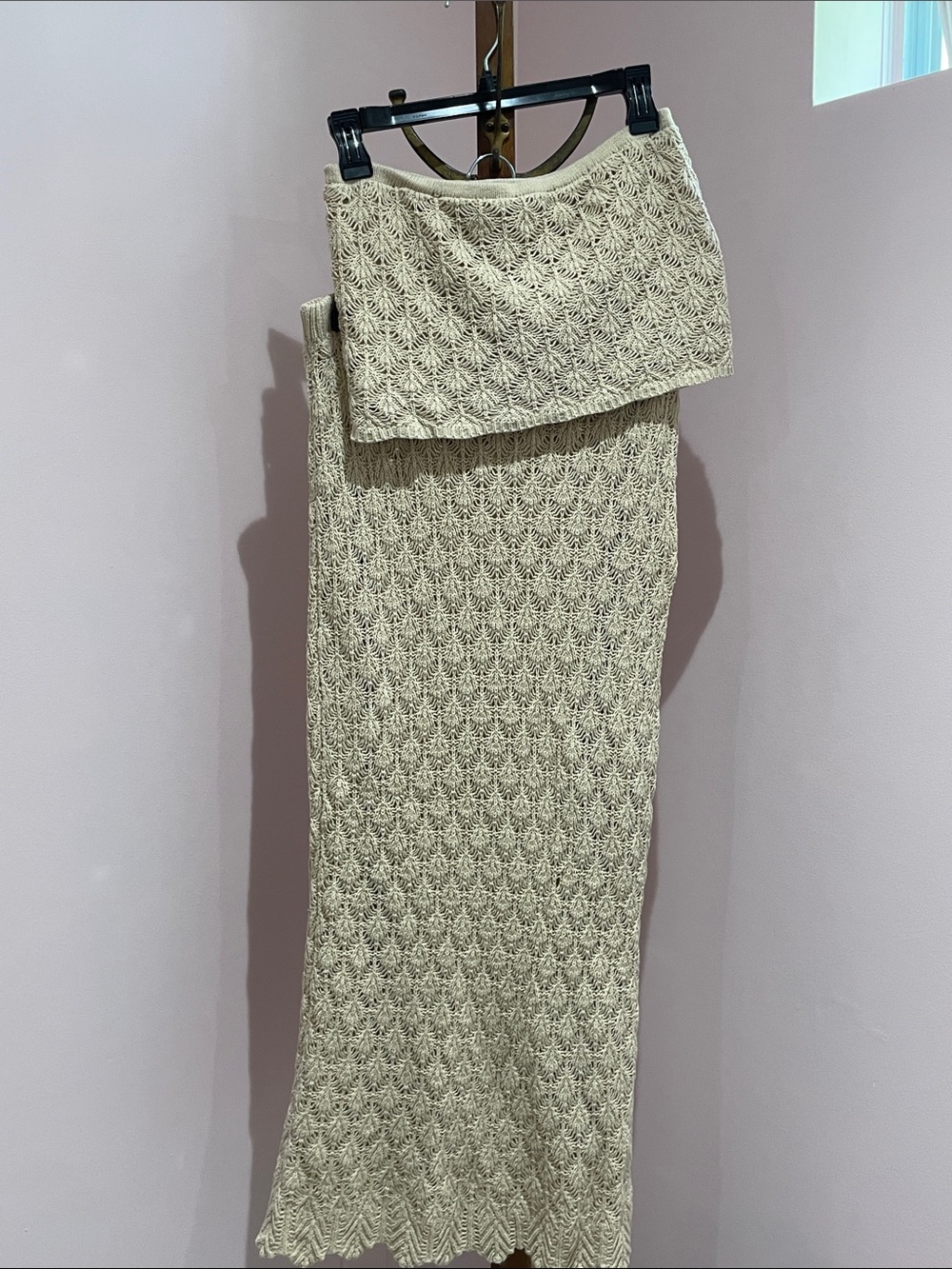 Knit Lace Maxi Skirt in Cream - Picture 4 of 5